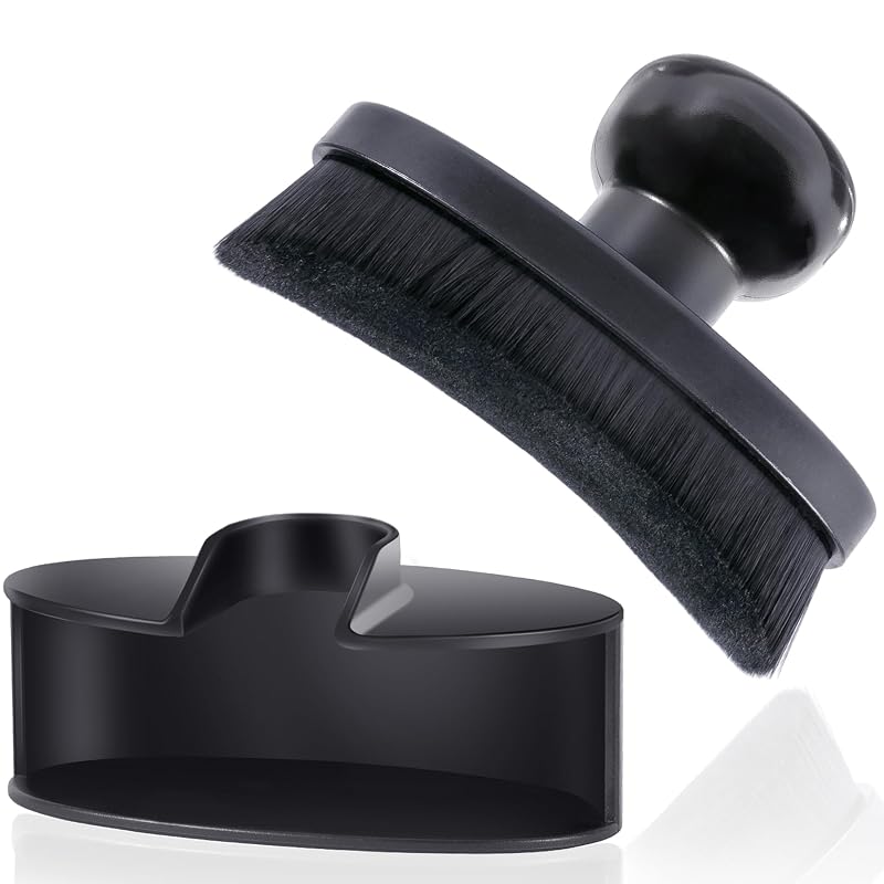 Escova para brilho de pneus Yoseng com cabeça curva, cerdas veganas laváveis e suporte, 9,7 cm