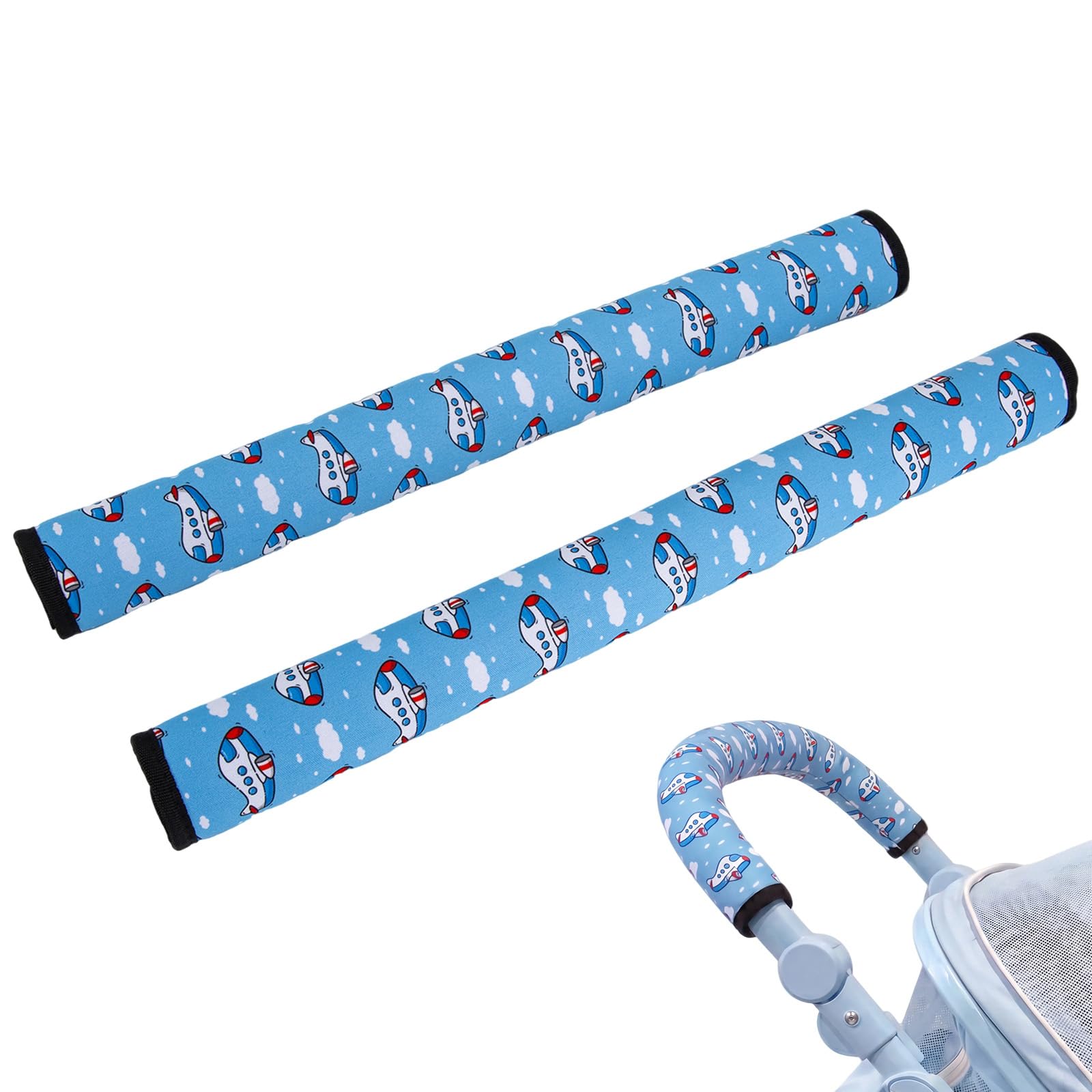 2PCS Pram Handle Covers,Pushchair Handle Covers,Stroller Handle Cover,Baby Stroller Armrest Protective Cover for Most of Pushchair Pram,Pram Accessories (Light Blue)
