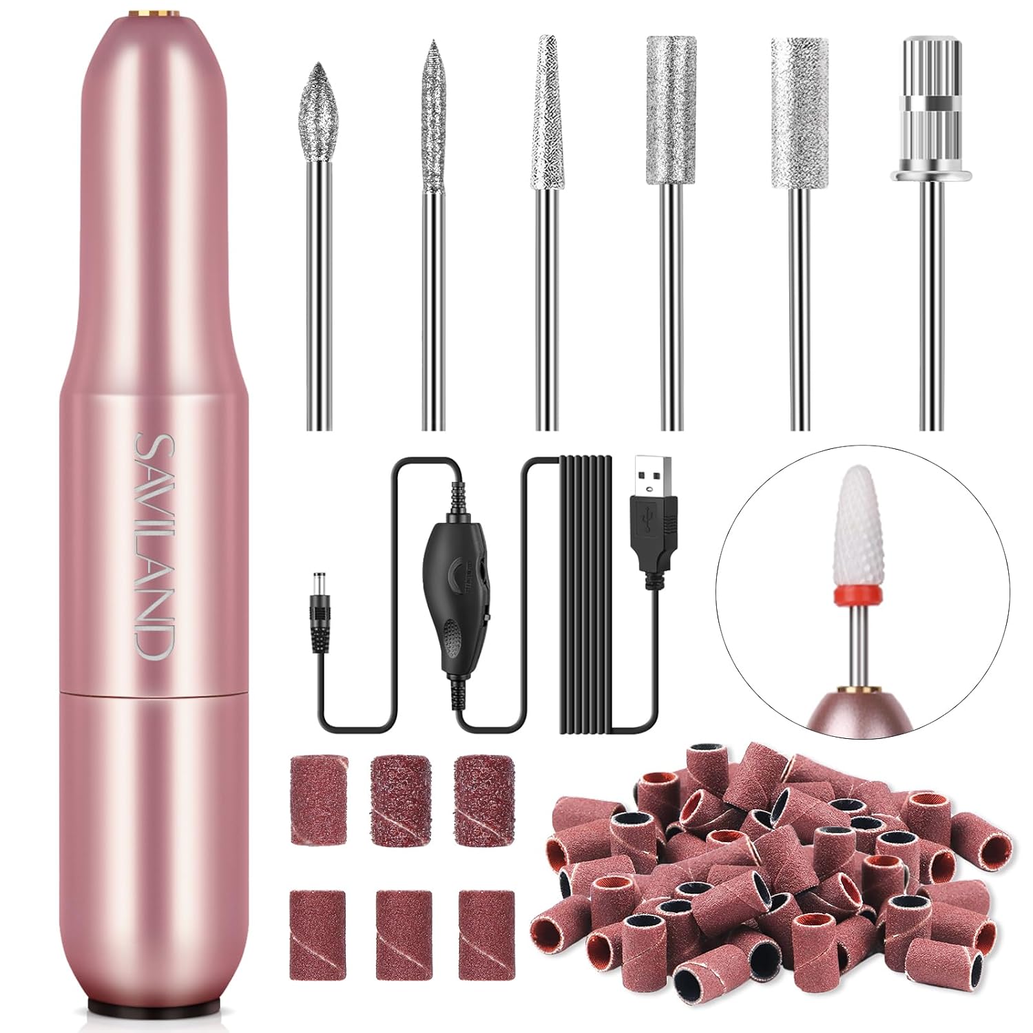 SAVILAND Acrylic Electric Nail Drill : Exclusive Love Series Portable Efile Nail Drill Machine Professional Complete Drill Bits for Remove Acrylic Nails Manicure & Toenails Nail Care Home Salon DIY SAVILAND Acrylic Electric Nail Drill : Exclusive Love Series Portable Efile Nail Drill Machine Professional Complete Drill Bits for Remove Acrylic Nails Manicure & Toenails Nail Care Home Salon DIY