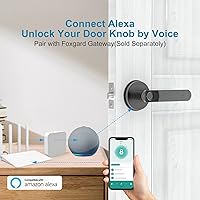 Vista 4 de Foxgard - Cerradura de puerta biométrica con perilla inteligente de huellas dactilares, control remoto con aplicación