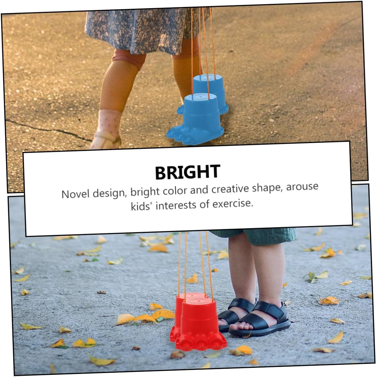 2 Pairs Stilts Outdoor Balance Developing for Boys Lightweight Plastic Early Education Coordination Training Random Color