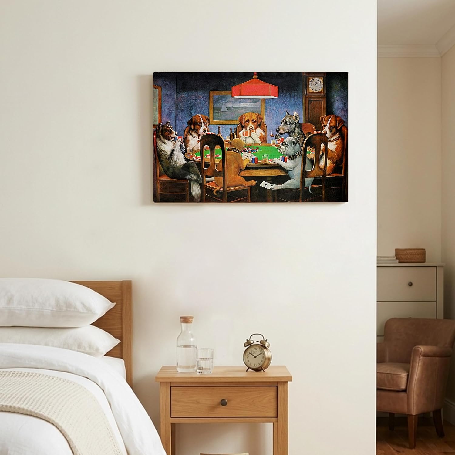 HEIMLYS Dogs Playing Poker Canvas Print Wall Art 12x16 Inch, Vintage Funny Dog Framed Canvas Picture Painting, Humorous Animal Artwork for Bedroom Bathrom Game Room Decor image 5