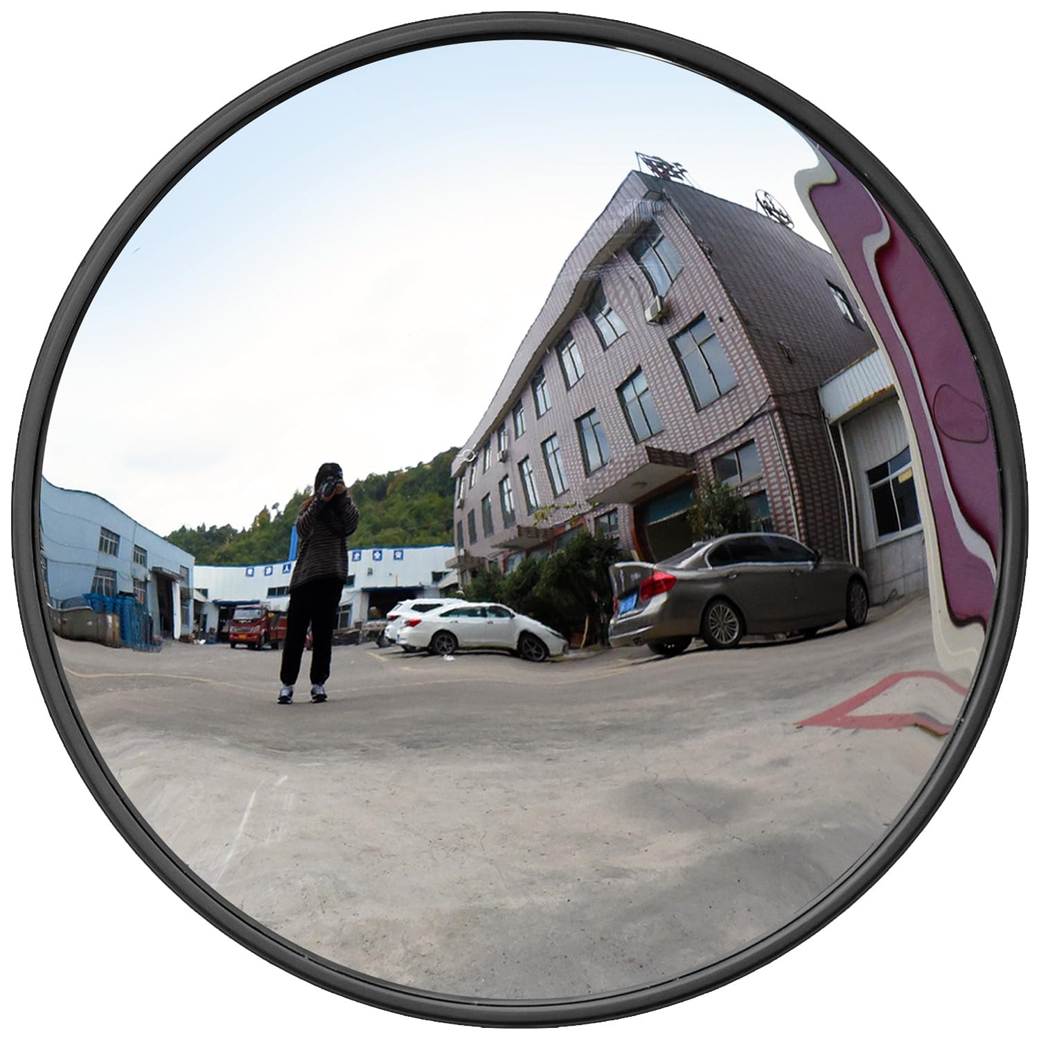 Photo 1 of Traffic Wall Mount Convex Mirrors for Intersection, Workspace, Warehouse and Garage Safety (18 inches, Black) 18 inches Black