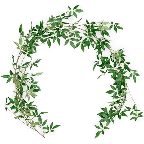 Ling's Moment Italian Ruscus Artificial Greenery Garland, Faux Laurel Leaves Vines Runners for Tables Centerpieces Wedding Arch Floral Arrangements, 5.8ft Real Touch Silk Stems