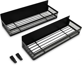 2 Magnetic Fridge Shelf, Magnetic Spice Rack Kitchen Organizer with Hooks - No Drilling, Side Spice Rack for Oil, Kitchen Tools