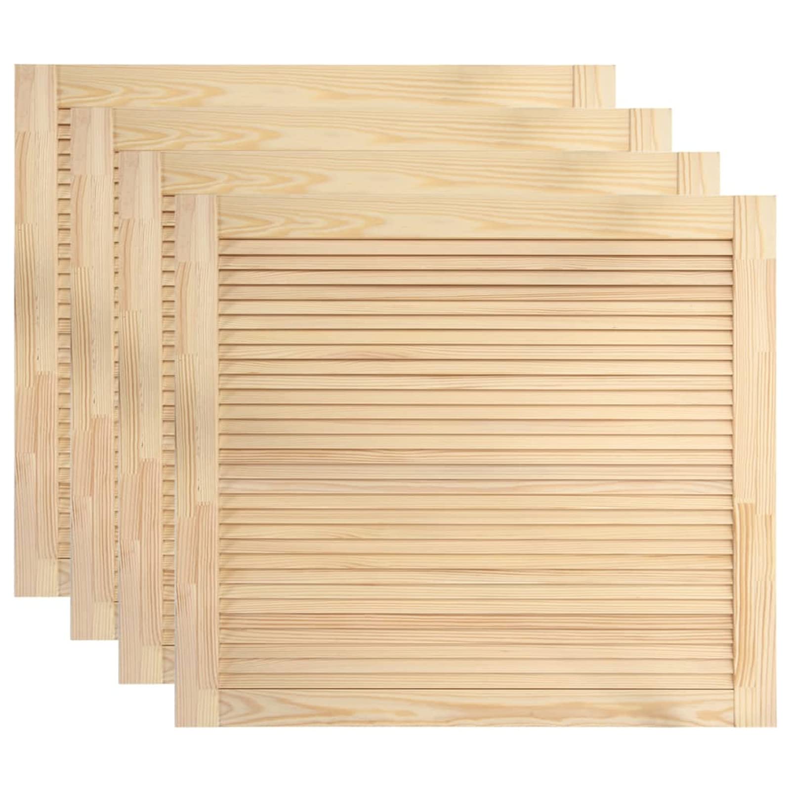 Homgoday Portes type volet 4 unités bois massif de pin 39,5 x 49,4 cm