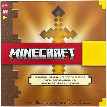 Mattel Minecraft Survival Hand Figures Set - 10 Collectible Numbers and 6 Accessories - Official Toy for Children Aged 6+