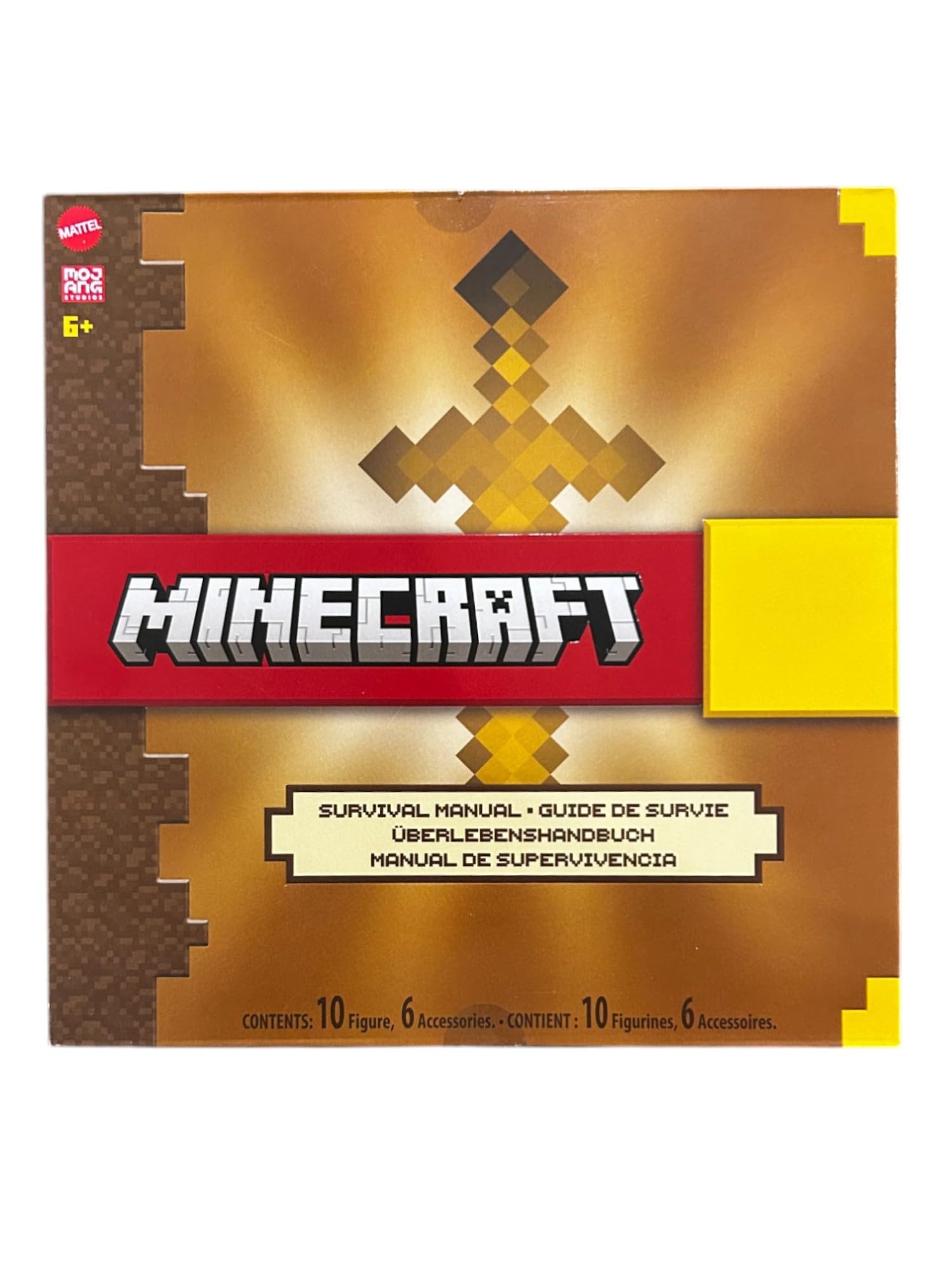 Mattel Minecraft Survival zestaw figurek ręcznych, 10 cyfr kolekcjonerskich i 6 akcesoriów, oficjalna zabawka dla dzieci od 6 lat