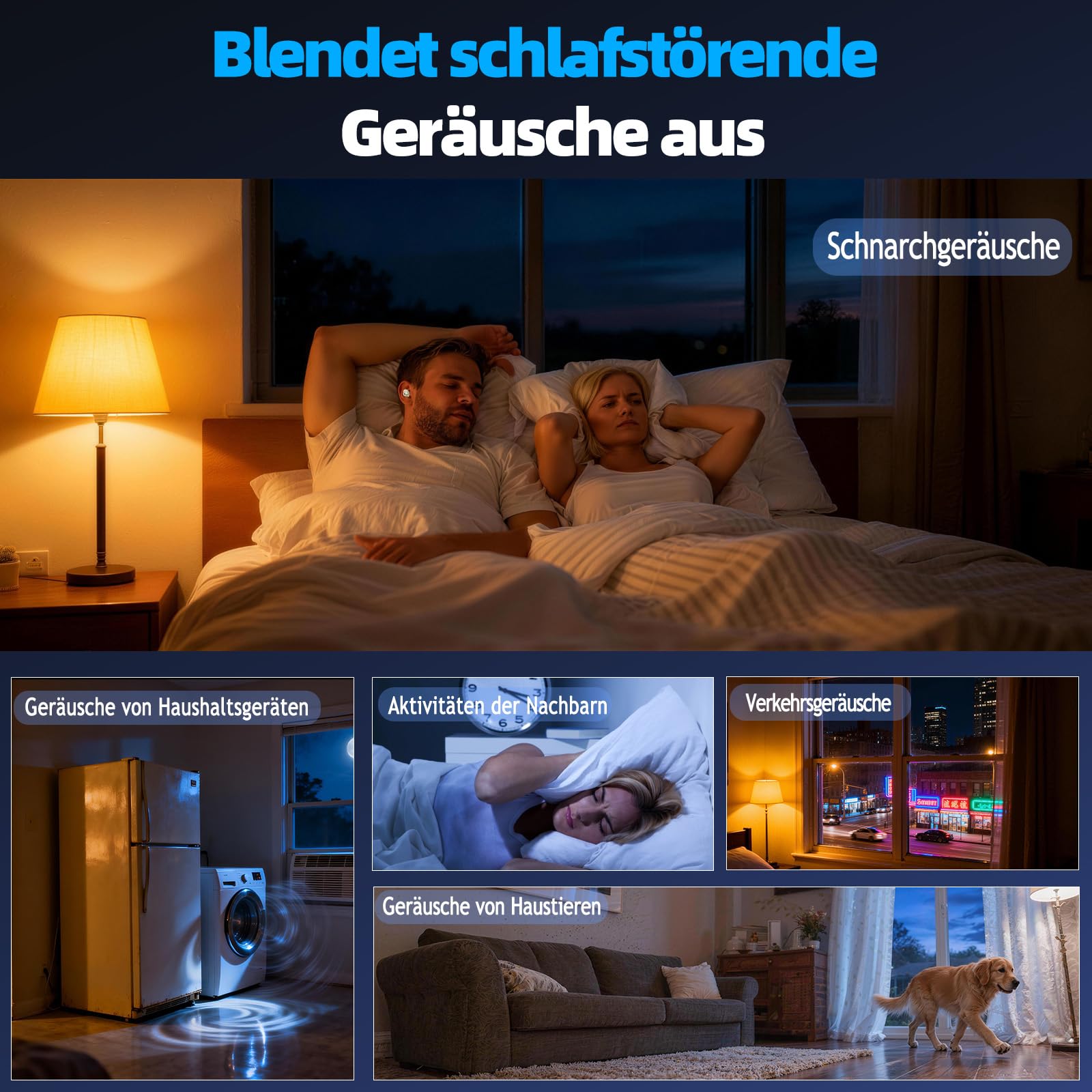 Bluetooth Kopfhörer Kabellos, Schlaf kopfhörer Seitenschläfer 2026, Schlafkopfhörer Bluetooth 5.4 mit White Noise, 6 EQ Sleep Earbuds, Mini Ohrhörer zum Schlafen 40Std, In Ear Kopfhörer LED