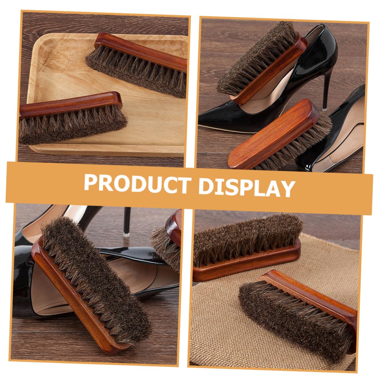 Ipetboom 4 Set Spazzola Per in Legno Pulitore Per Scarpe Spazzola Da Scarpe Pennello in Pelle Spazzole Per La Pulizia Pickele Per Scarpe Crine Di Cavallo 2 Pezzi*4