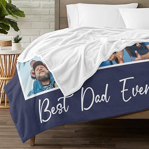 Miniatura 4 de Regalos personalizados para papá, manta personalizada con fotos para papá, regalos personalizados para el día del padre, mejor papá de la historia,