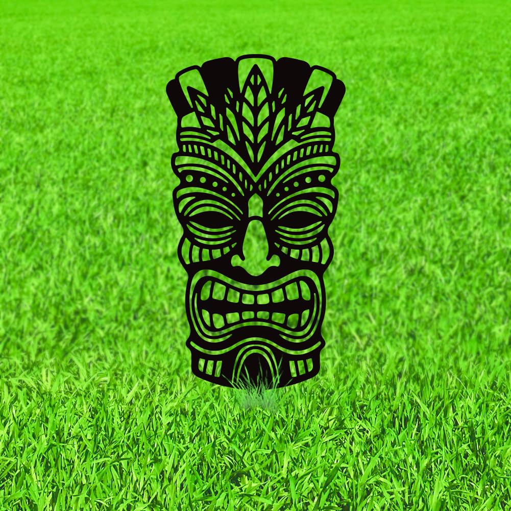 Statues outdoor silhouettes Tiki noir métal ornement jardin