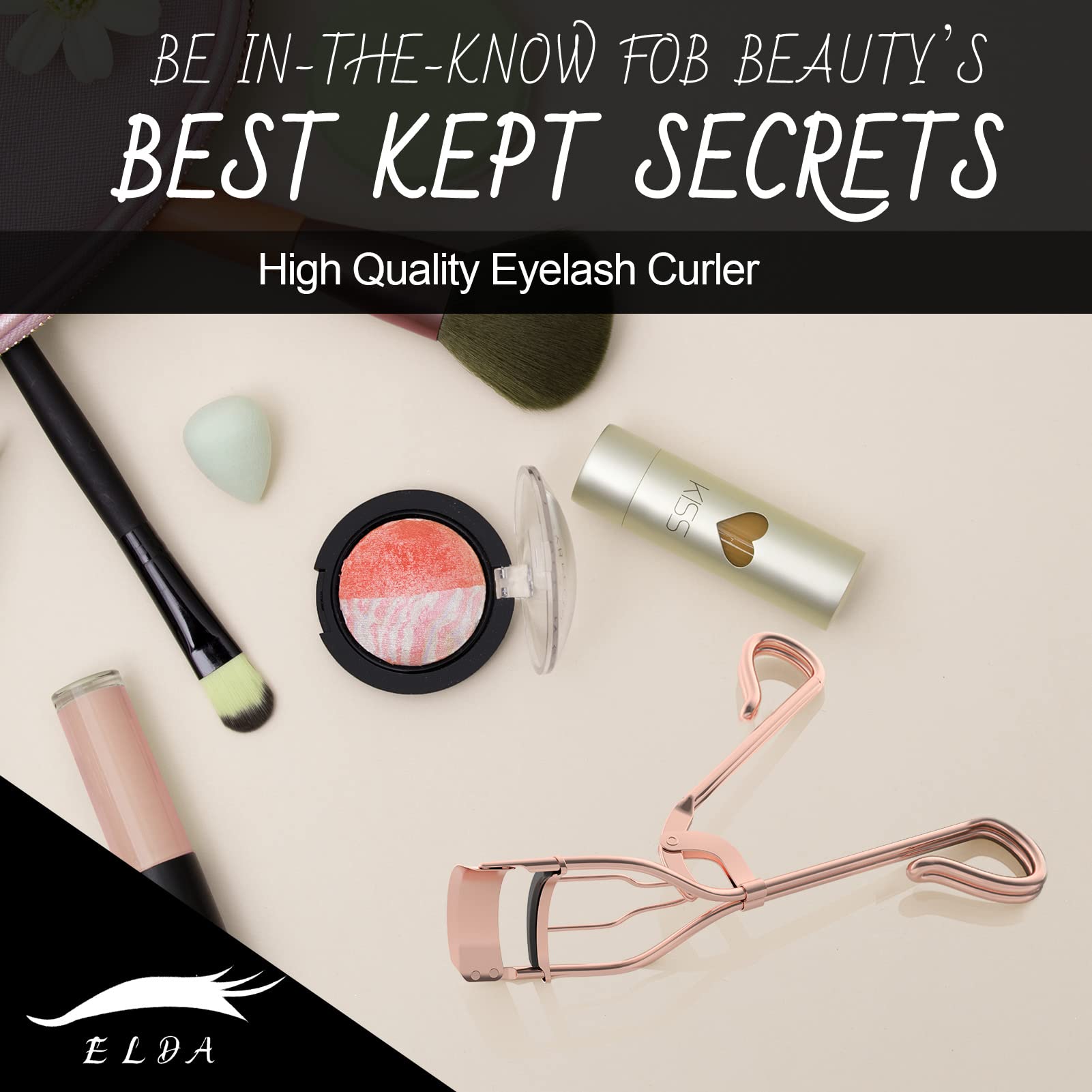 ELDA Eyelash Curler with Silicone Pads and Lash Brush
