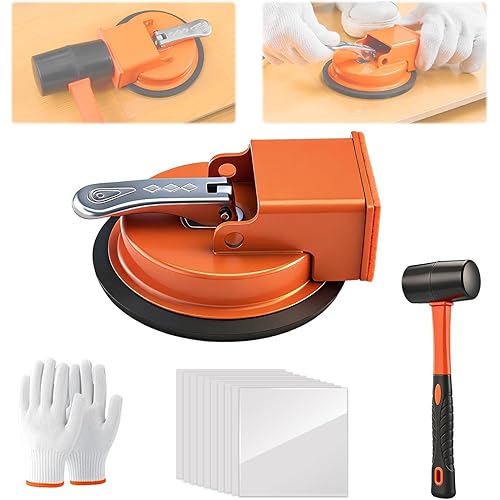 Saker Floor Gap Fixer Tool with Mallet,Laminate Floor Gap Repair Tool,Suction Cup Lifter,Floor Gap Repair Kit,for Floating Wood Floors and Moving Glasses with Sticky Pads and Gloves