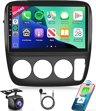 2+64G for Honda CRV 1997-2001 Android Car Stereo Radio with Wireless Carplay Android Auto, 9" HD Touch Screen in Dash GPS Head Unit Support WiFi Navigaion HiFi Audio SWC FM+Backup Camera Manual A/C