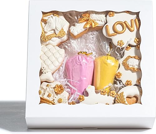 Miniatura 9 de RomanticBaking 15 cajas de panadería de 8 x 8 x 2 pulgadas con ventana para tartas, cajas de galletas, cajas de fresas cubiertas de chocolate, cajas