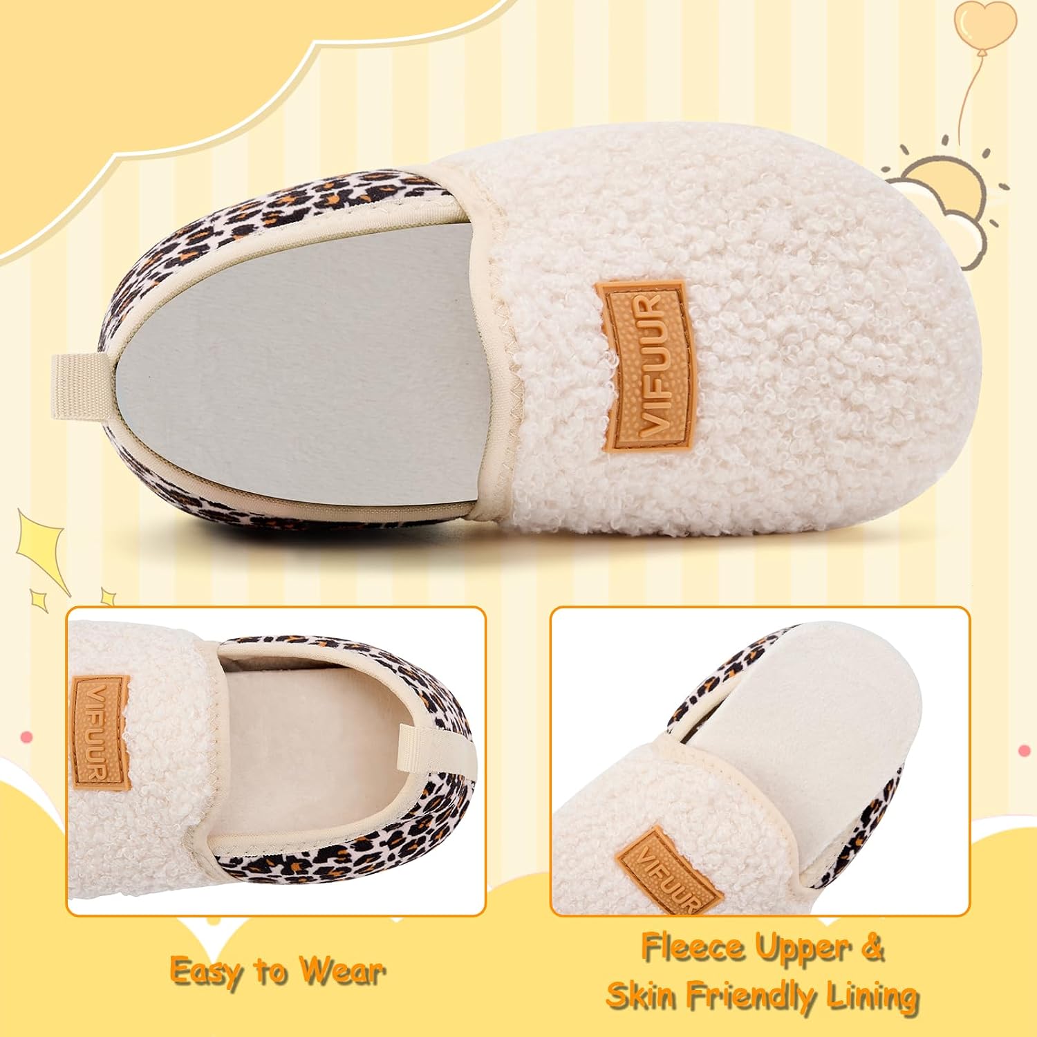 VIFUUR Kids Boys Girls House Slippers Babys Slip on Barefoot Socks Tollder