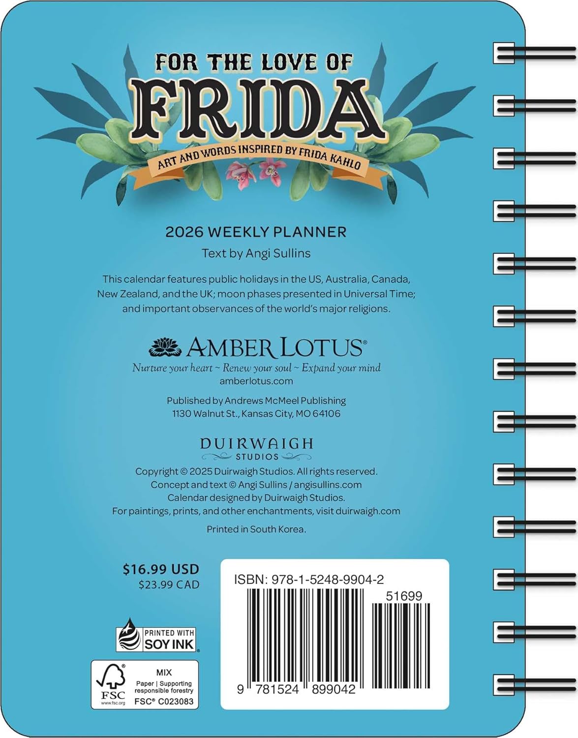 For the Love of Frida 2026 Weekly Planner Calendar: Inspired by Frida Kahlo - Image 2