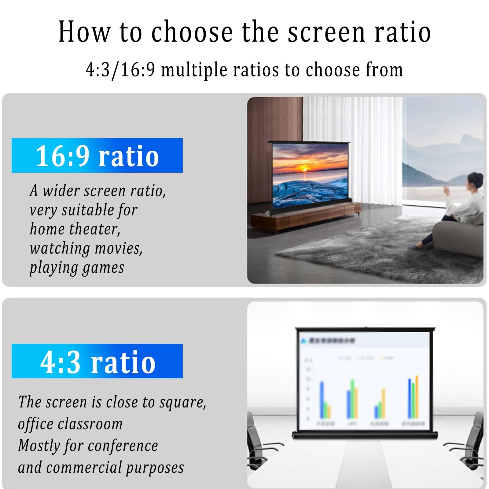 30", 40", 50" Schermo di Proiezione, Schermo di Proiezione da Tavolo, Formato 4K HD 16:9 Schermo Proiettore, Portatile da Tavolo Schermo Cinematografico per Campeggio Ufficio Home Theater(16:9,30")