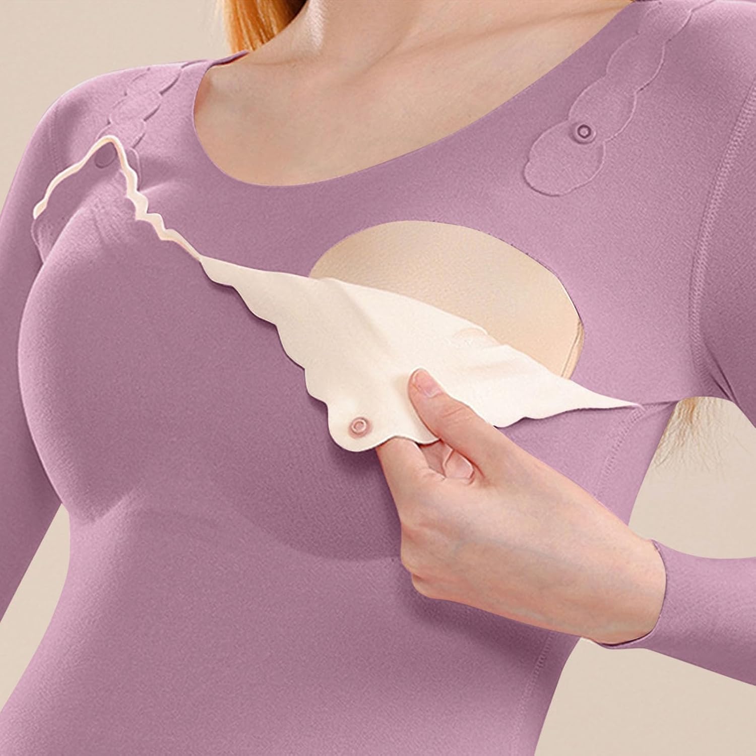 Maternity Thermal Underwear Set Long Johns Base Layer Thermal Top Bulit in Bra Bottom Pajamas for Pregnant Women