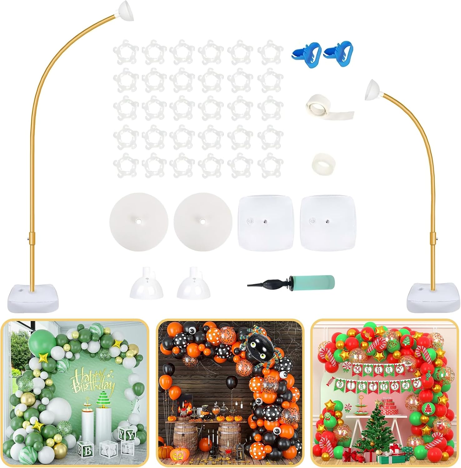 Bazen Balloon Arch Stand Kits Gold 8.2FT&5FT Half Arch Backdrop Stand
