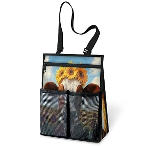 Ourtheme Cow Sunflower Portable Shower Bag for Travel Gym Camp Beach Tote Shower Caddy Bags Hanging Toiletry Organizer