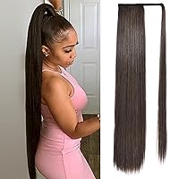 Vista 26 de SEIKEA Extensión de cola de caballo con clip alrededor de la cola de caballo larga y recta, extensión de pelo sintético para mujer, 26 pulgadas