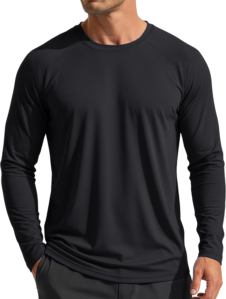 MAGCOMSEN Men's Long Sleeve Sun Protection Shirts Dry Fit Workout T-Shirt | UPF 50+ UV SPF Shirt, Athletic Fishing Running Swim Rash Guard, Quick Dry Lightweight Moisture Wicking