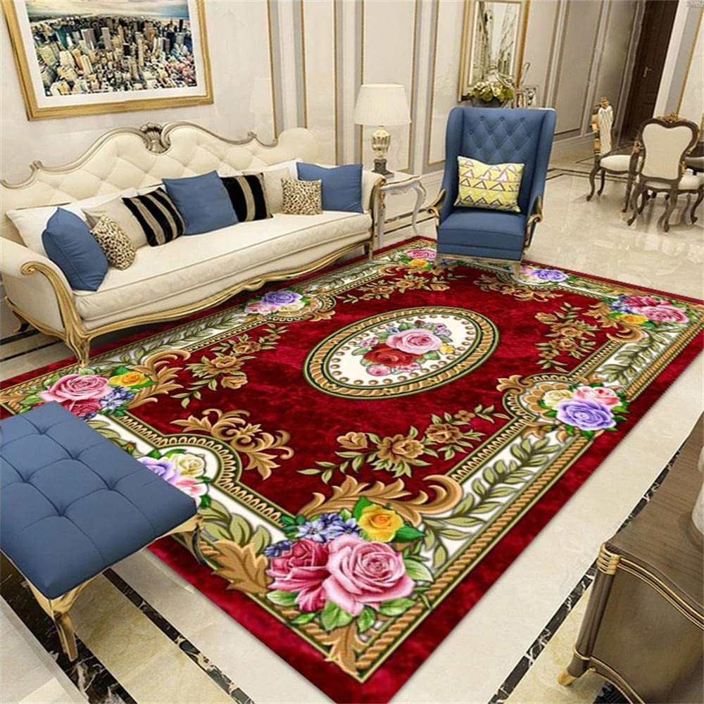 Tapis enfant garçon rouge festif lavable 160x200cm pour salon