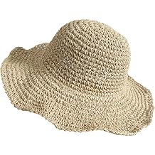 Sun Hats for Women, Summer Beach Straw Wide Brim Bucket Hat