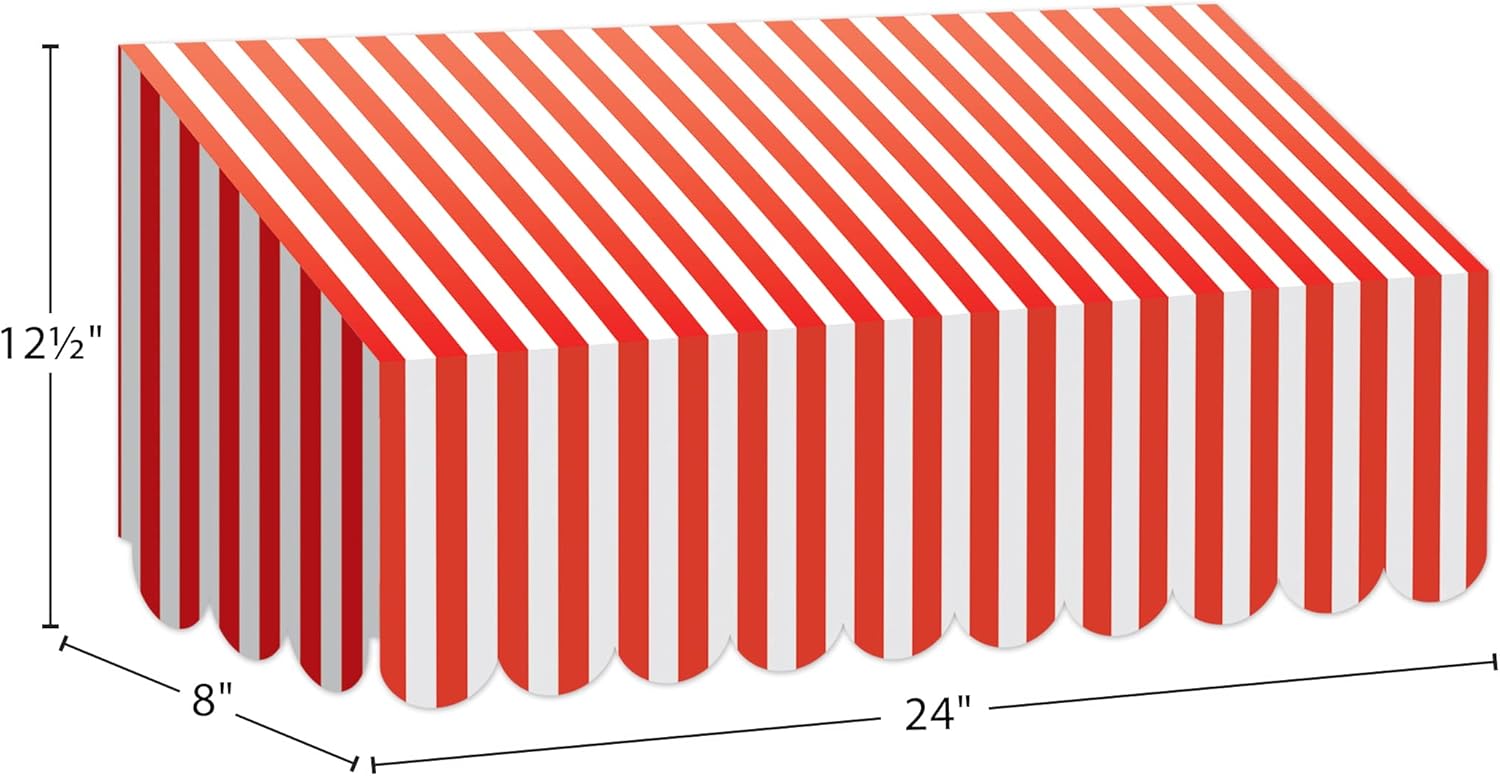 Teacher Created Resources Red and White Stripes Awning (77165) 24x12.5 in (Pack of 3)