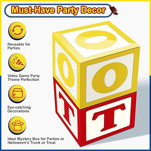 Miniatura 3 de 4 piezas de decoración de fiesta temática de juguetes de 11.8 x 11.8 in, caja grande de recuerdos de fiesta, caja de globos, decoración de fiesta de