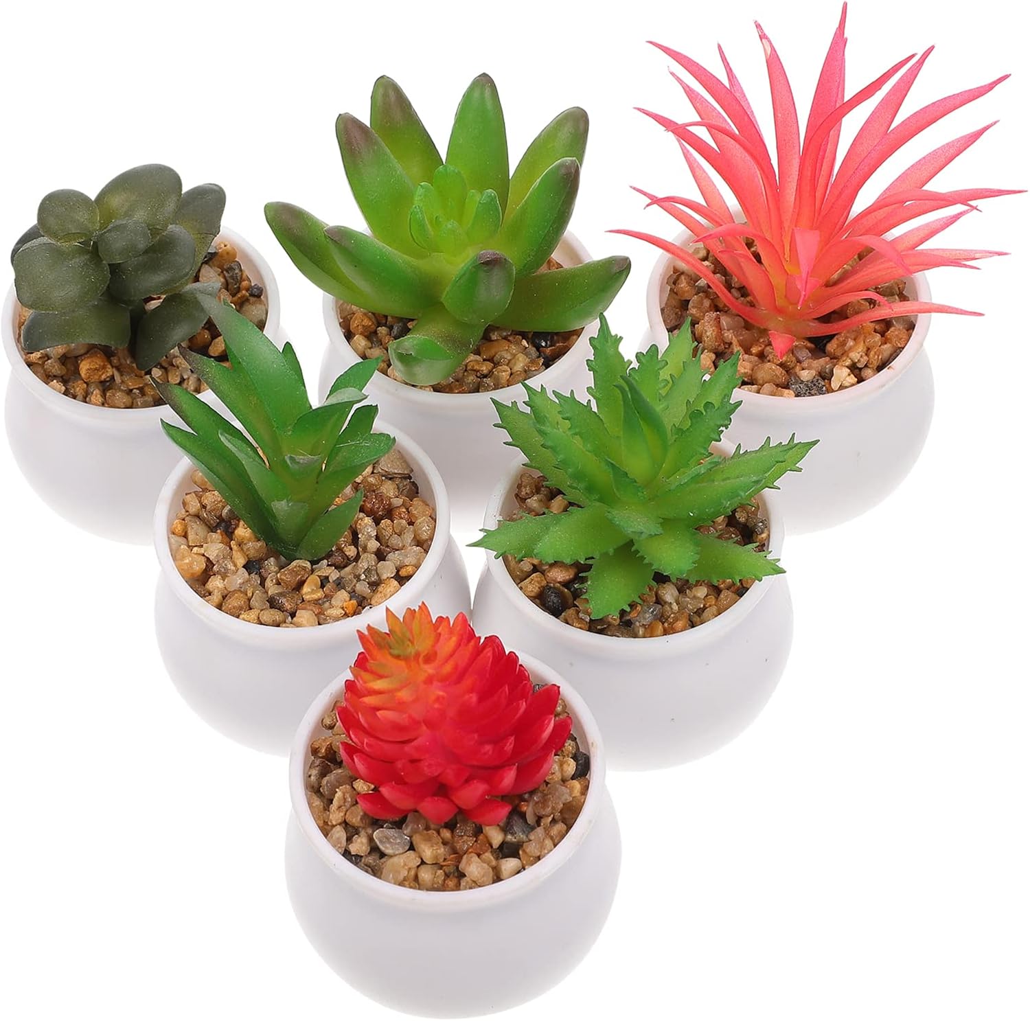 人工多肉植物鉢植えの卓上 部屋のキッチン オフィス リビング 寝室用6pcsフェイクミニ