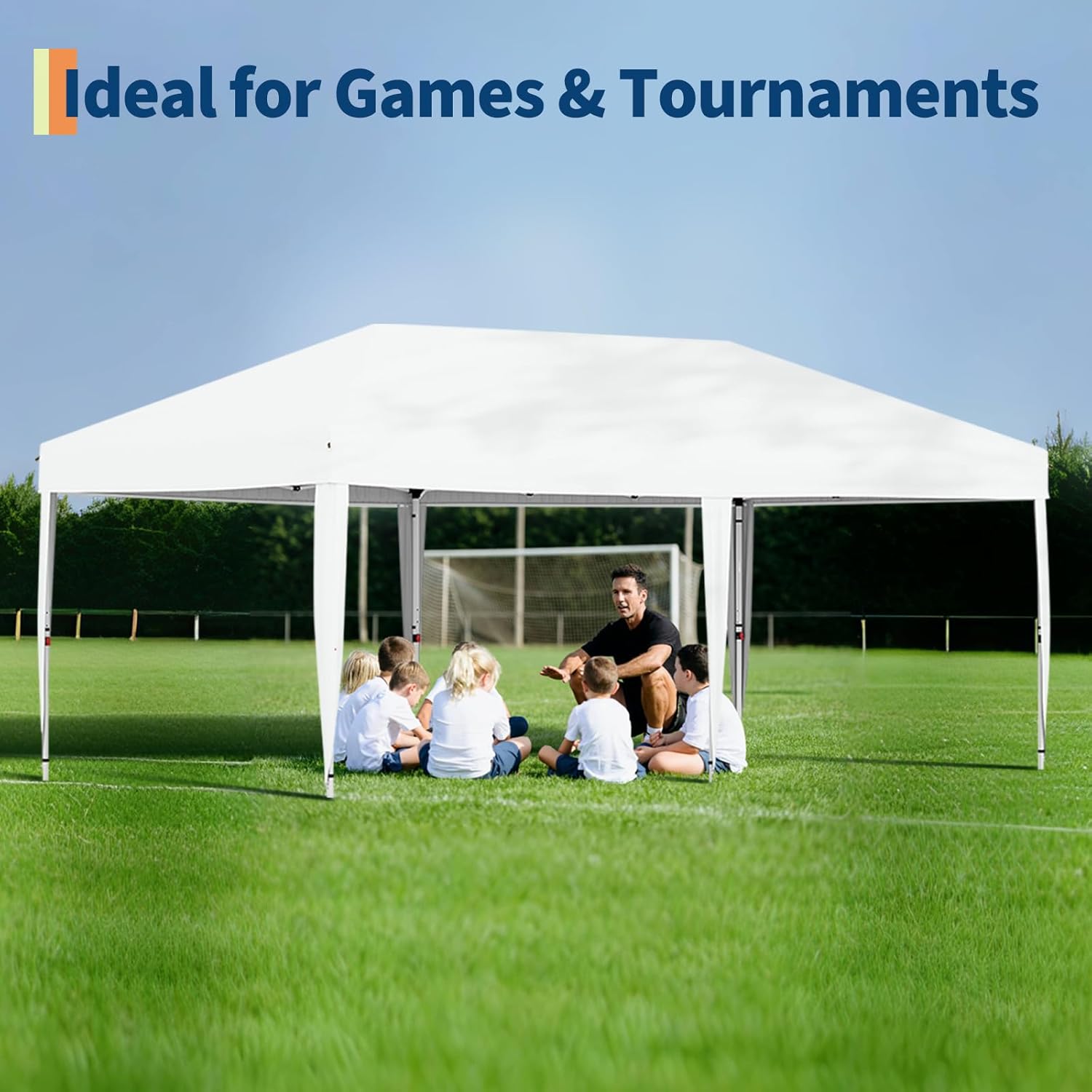 10x20 Pop Up Canopy with 0/4/6 Sidewalls, Beach Ten with One Push Setup, Heavy Duty Outdoor Instant Canopy Tent with Portable Roller Bag, Silver Coated Top, 3 Adjustable Height, Sandbags