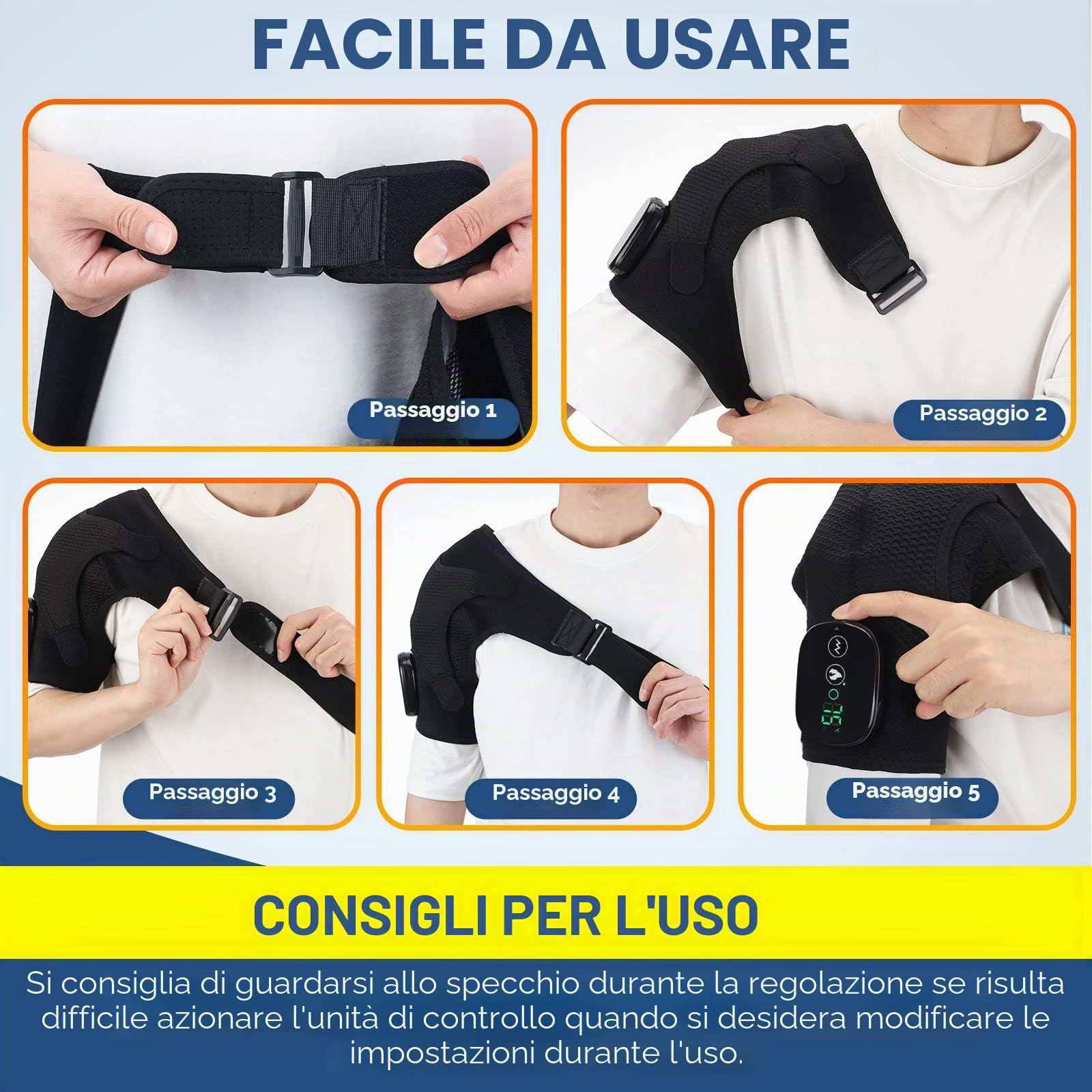 Supporti Riscaldati Dell'involucro Della Spalla con Vibrazione, Riscaldamento Massaggio Elettrico, 3 Modalità Cordless Pad per Uomini e Donne, si Adatta a Sinistra o Destra, Nero