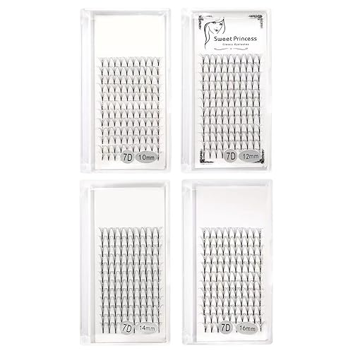 Miniatura 9 de 12 filas, 120 extensiones de pestañas postizas de volumen prefabricadas 10D, grosor de 0.003 in, rizo D, color negro, suaves, individuales, pestañas