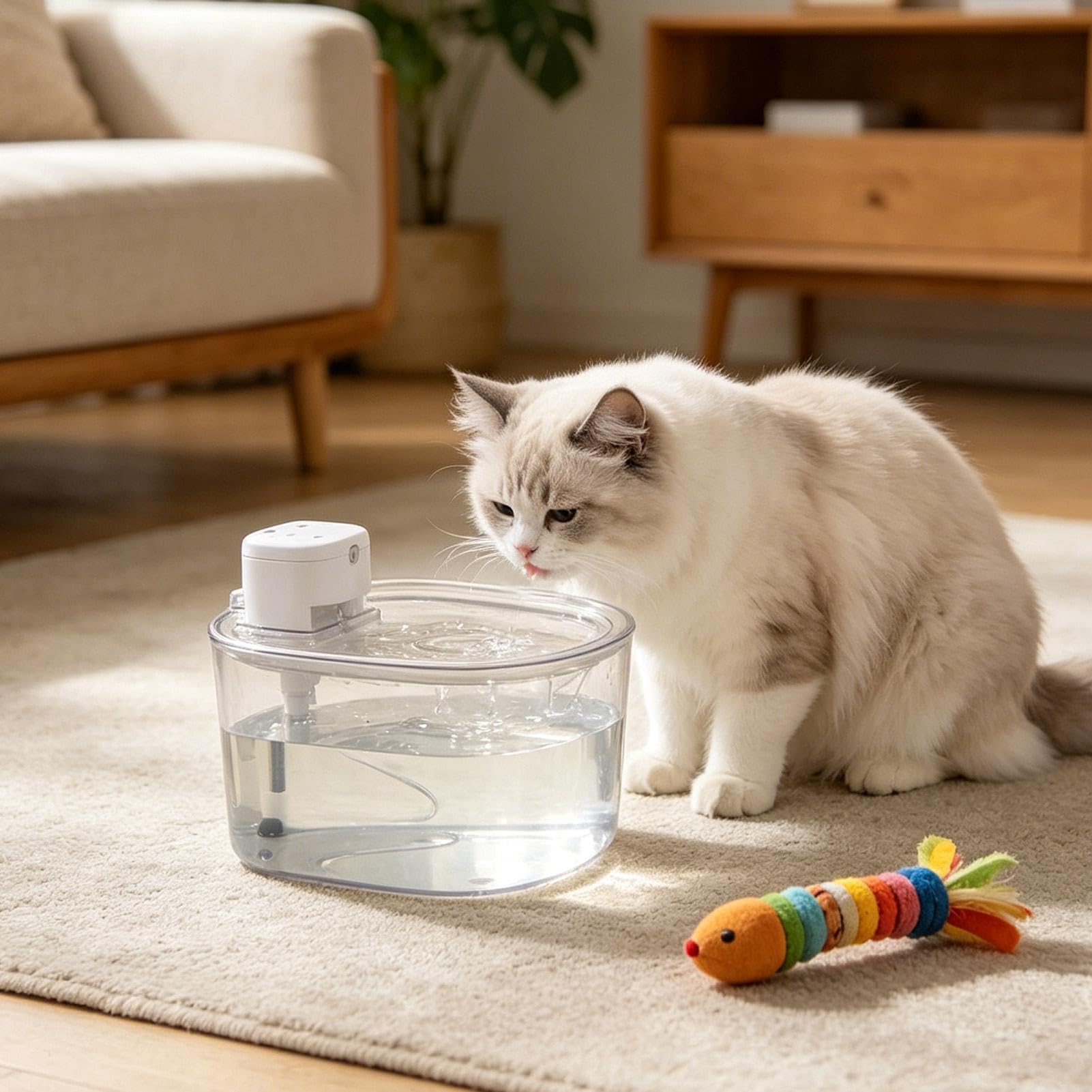 Fuente De Agua para Gato Bebedero Recargable 3 litros Capacidad con Sensor | Fuente De Agua Para Gatos Beber Sobremesa Escritorio Cachorro Gatito Perro Animal Mascota En Interiores