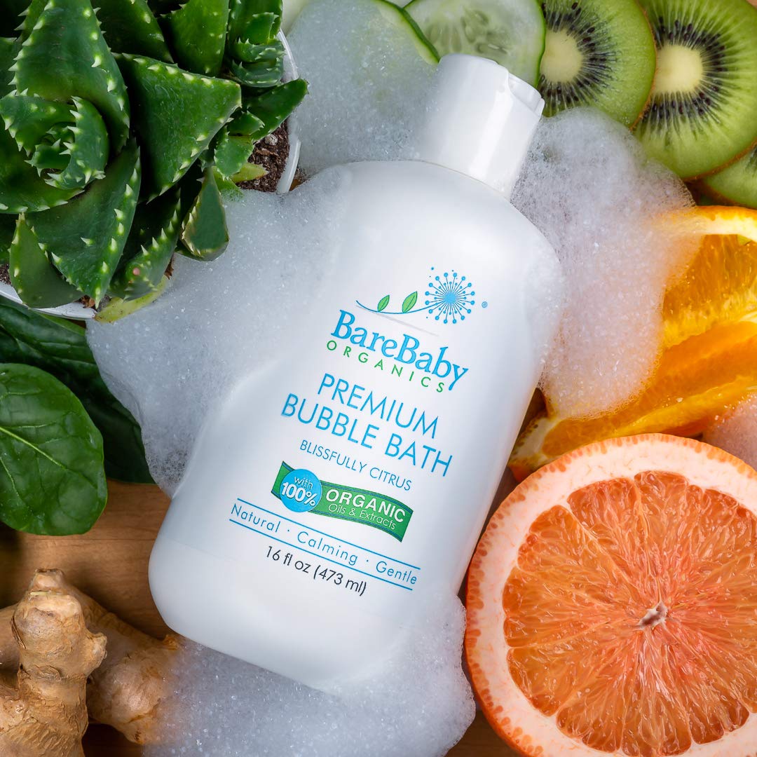 Organic Baby Bubble Bath with Aloe, Cucumber, Citrus Essential Oils – Safe, Gentle, Calming – Eczema Friendly – Paraben, Dye, Gluten, and Sulfate Free – 16 oz : Health & Household
