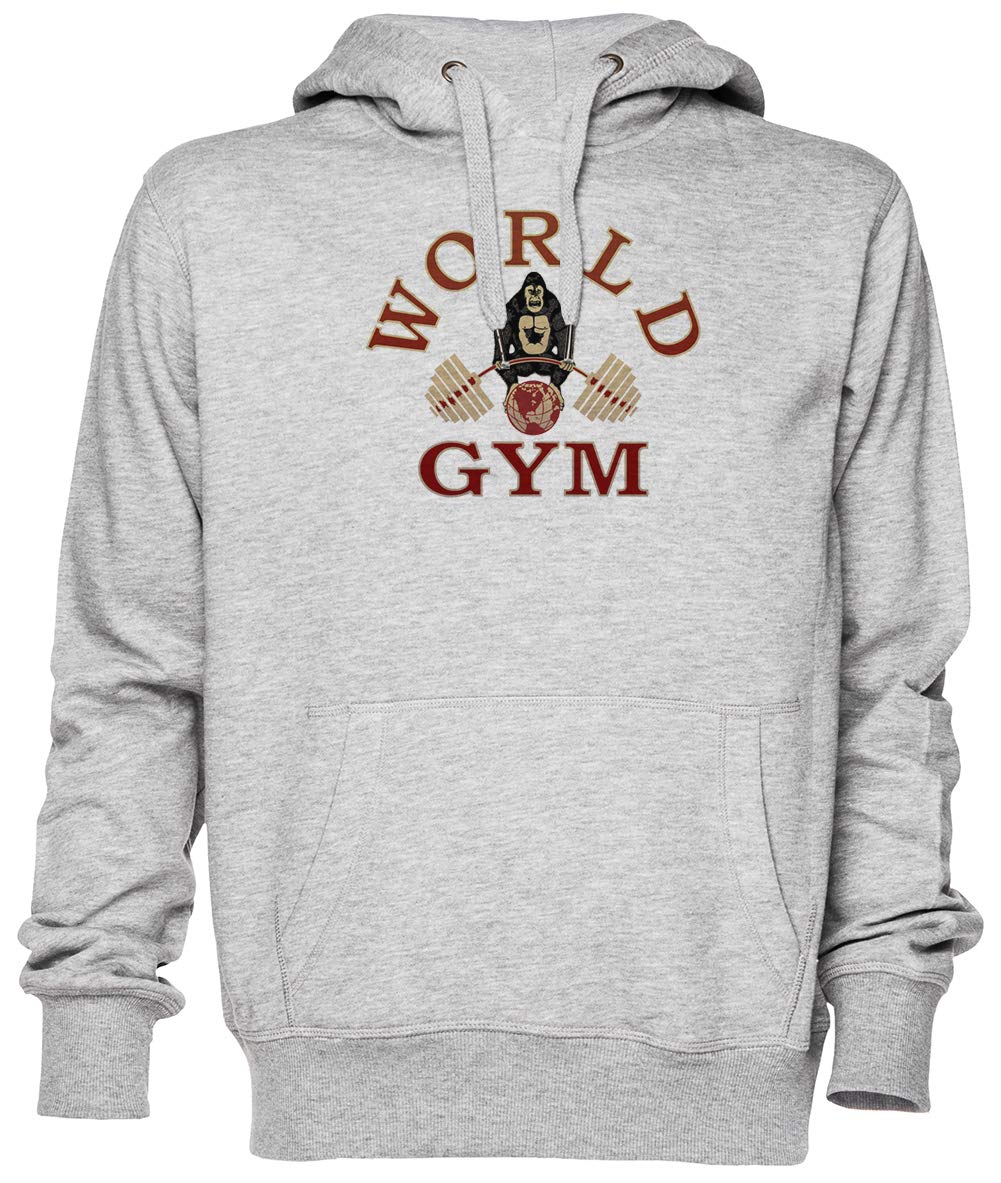 World Gym Grigio Felpa con Cappuccio Maglione Unisex Uomo Donna Dimensioni XXL Grey Unisex Hoodie Size XXL