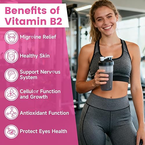 Miniatura 3 de Gomitas de vitamina B2 Riboflavina de 400 mg con magnesio para niños y adultos, gomitas B2 para alivio de la migra*ne, apoyo del sistema nervioso y