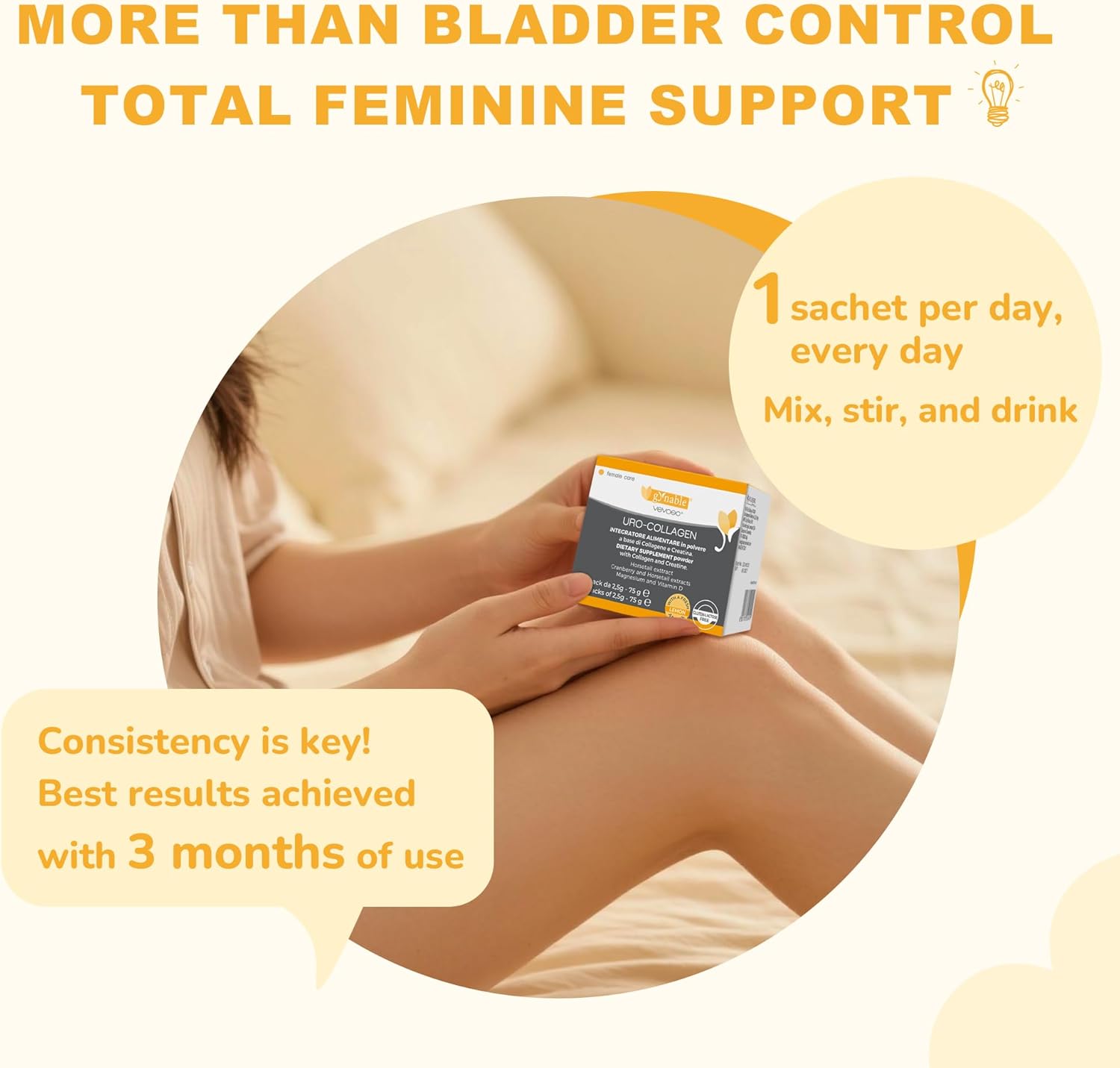 Bladder Control Supplements for Women: UroCollagen Powder for Postpartum Recovery, Supports Pelvic Floor Muscle Strength, Urinary Urgency Frequency Leakage, Hormone Harmony Balance, 1 Box