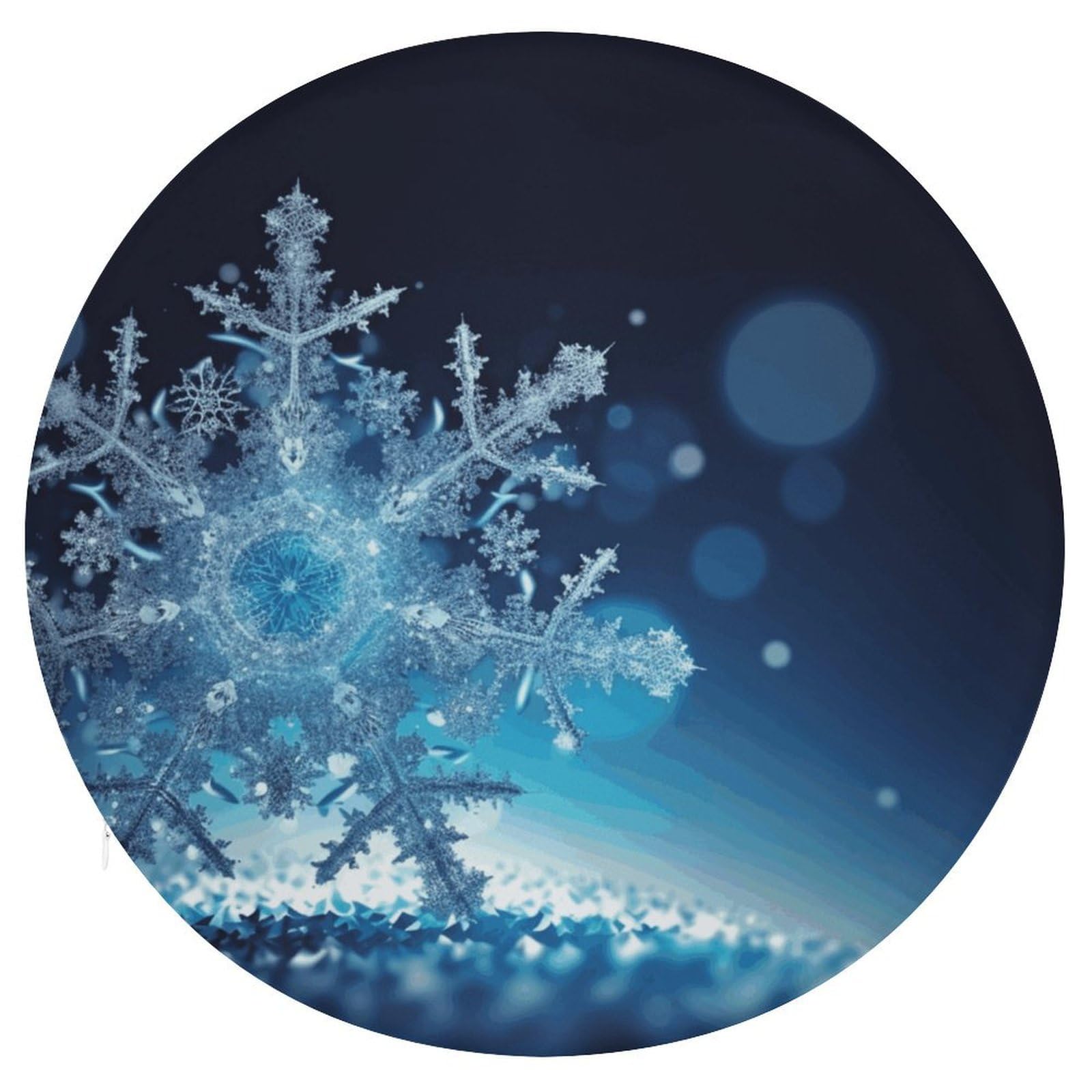 Cojín redondo azul navideño para suelo y sillas de comedor familiares en invierno