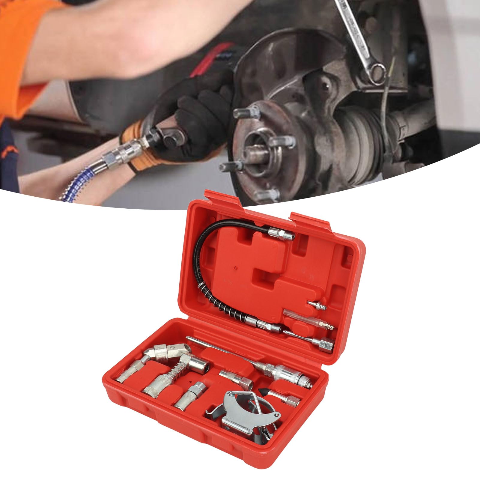 Kit de Accesorios de Lubricación con Grasa de Conexión Rápida para Camiones Automotrices, Kit de Accesorios para Pistola de Engrase de Construcción MEtálica