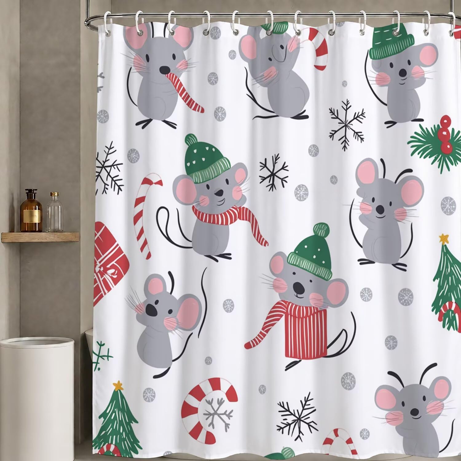 Rideau de douche 130x150 polyester blanc avec 12 crochets inclus