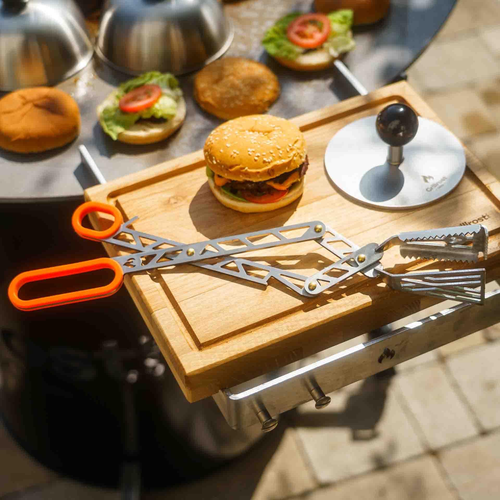 Grillrost.com Das Original T-Rex - Le Migliori pinze da Barbecue tedesche - Massima Potenza Grazie all'azione a Leva - Acciaio Inossidabile