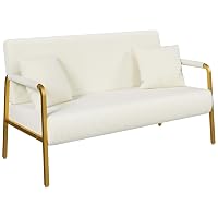 Yaheetech Divano 2 Posti in Velluto con Braccioli Beige