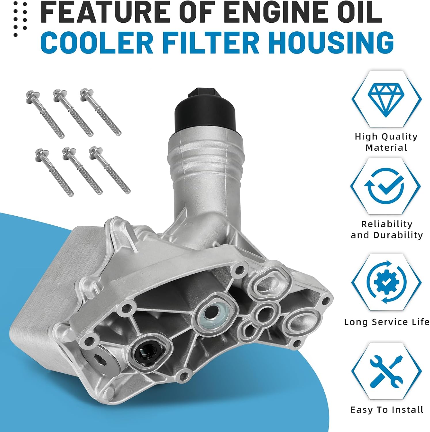 11428583895 Aluminium Engine Oil Cooler Filter Housing Assembly Compatible with 2016-2021 BMW 340i 440i 540d 540i 640i 740i M240i X3 X4 3.0L Replace# 11428511391