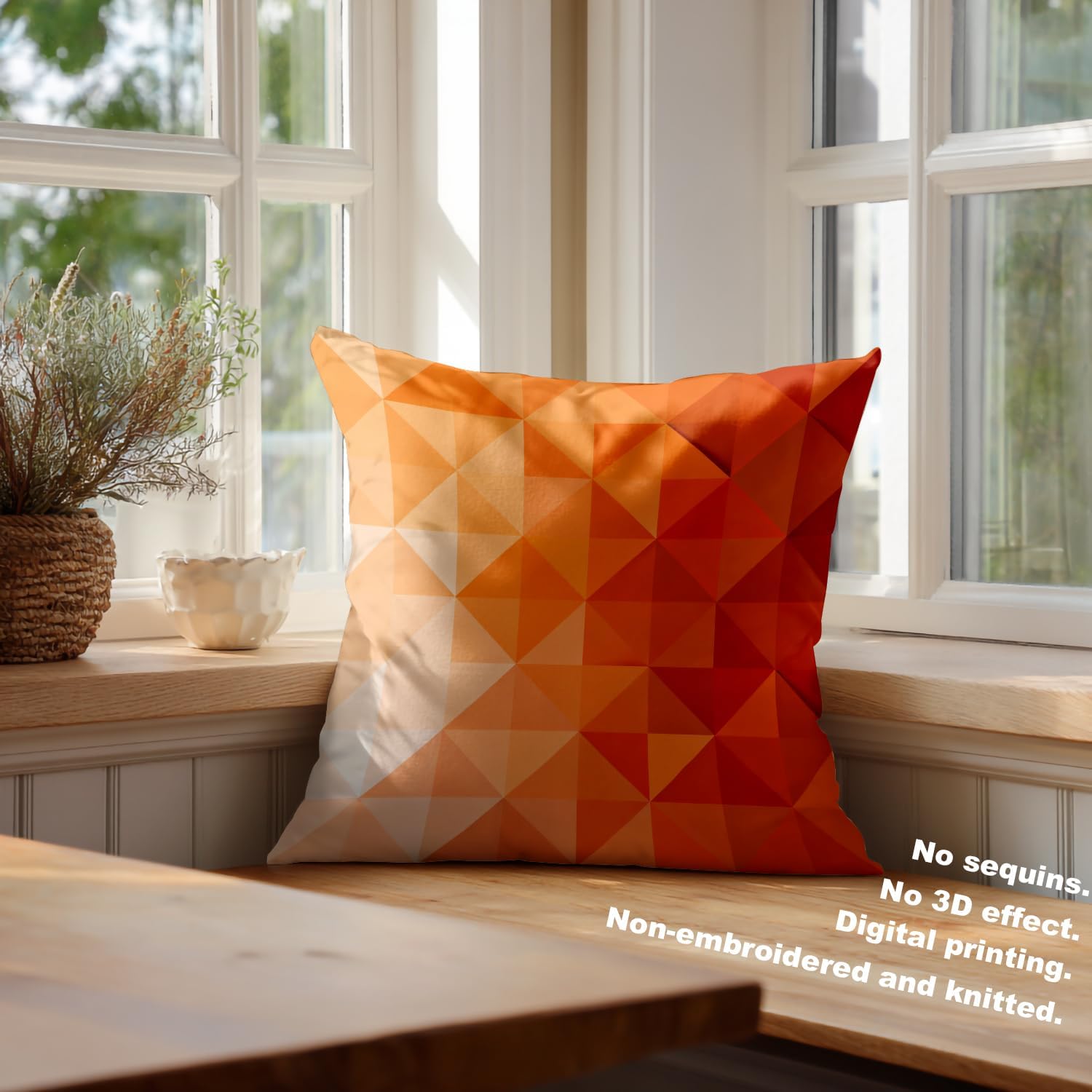 Batmerry Geometric Orange Decorative Pillow Covers, 22 x 22 Inch Modern Geometric Pattern in Orange Soft Yellow Double Sided Throw Pillow Covers Sofa Cushion Cover Square 22 Inches(Set of 2)