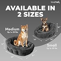 Vista 3 de KindTail Small Orthopedic Dog and Cat Bed - Faux Fur Luxury Cuddler for Pets Under 15 lbs, Comfortable Waterproof Material with Nylon Base - 20" x