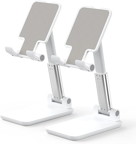 Miniatura 10 de Soporte para teléfono celular, soporte ajustable en ángulo y altura para escritorio, plegable y portátil, almohadilla antideslizante de silicona,